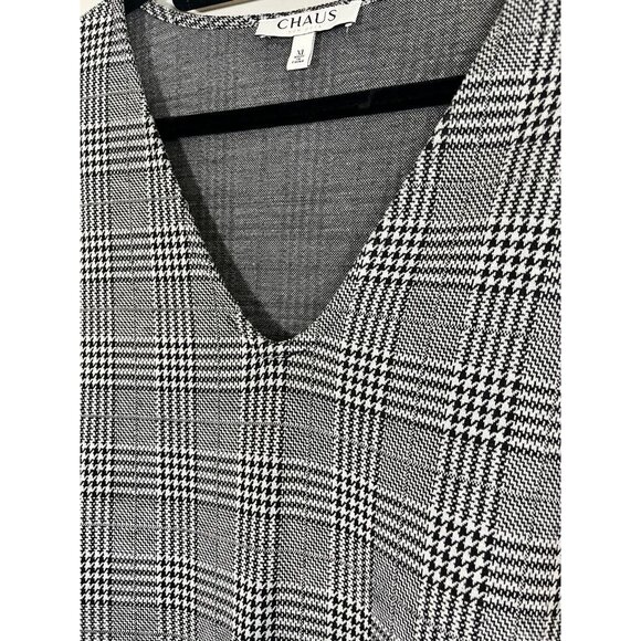 Retro Plaid Tweed Dress XL Black Preppy Academia Neutral Festive Holiday Classic - Picture 4 of 9